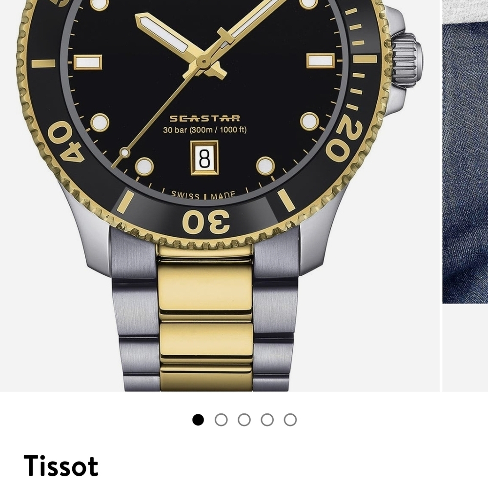 Tissot Seastar Black and Gold Watch, Not Original Box, In Good Condition. #35